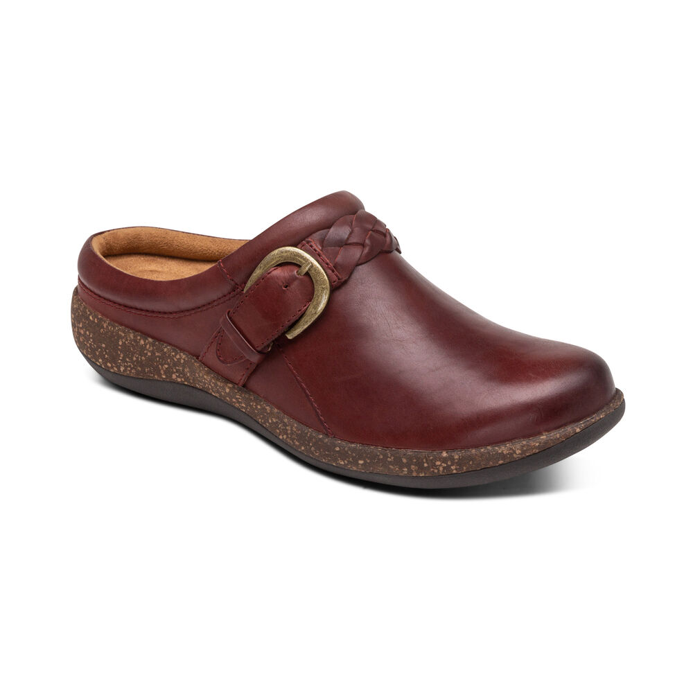 Aetrex Women's Libby Comfort Clogs - Burgundy | USA 173MFZM